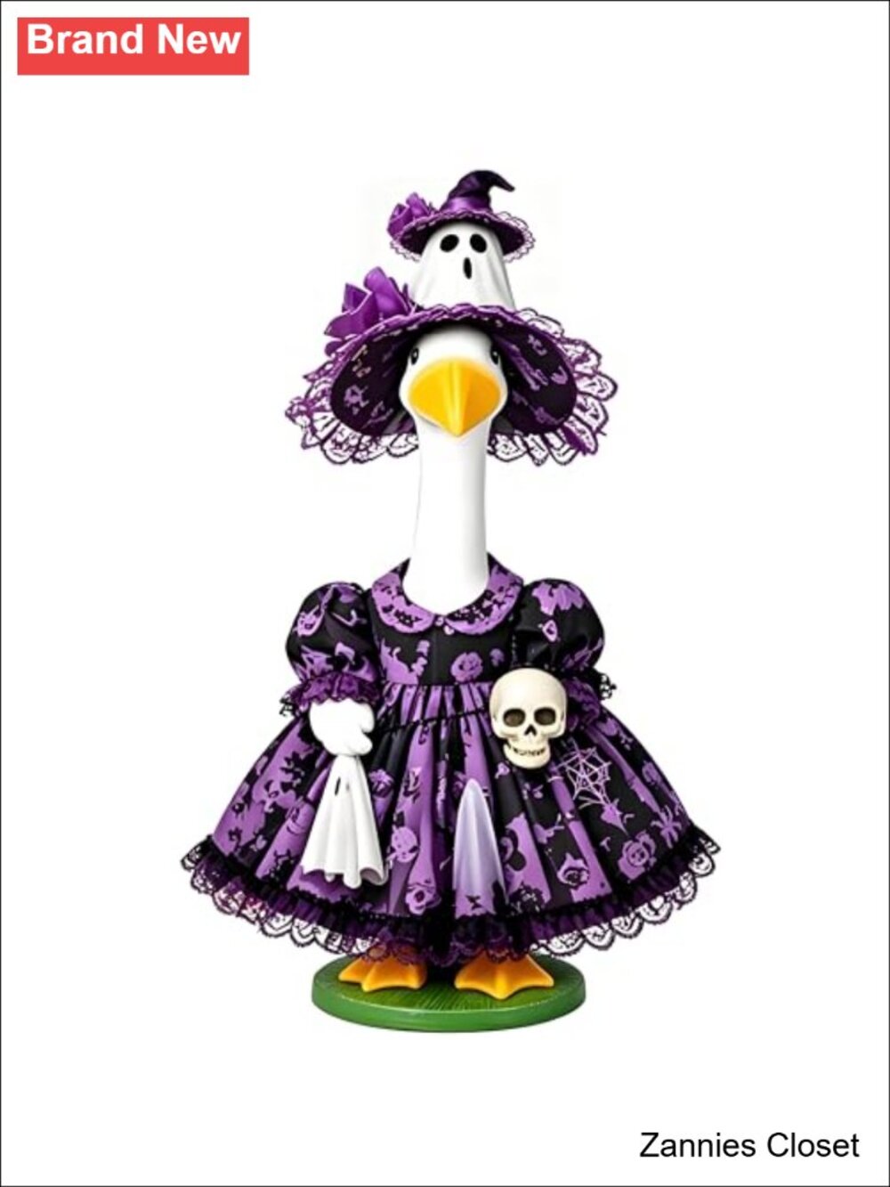 👻 Halloween Porch Goose Witch Outfit 23'' Statue Costume Set Dress Hat Wings